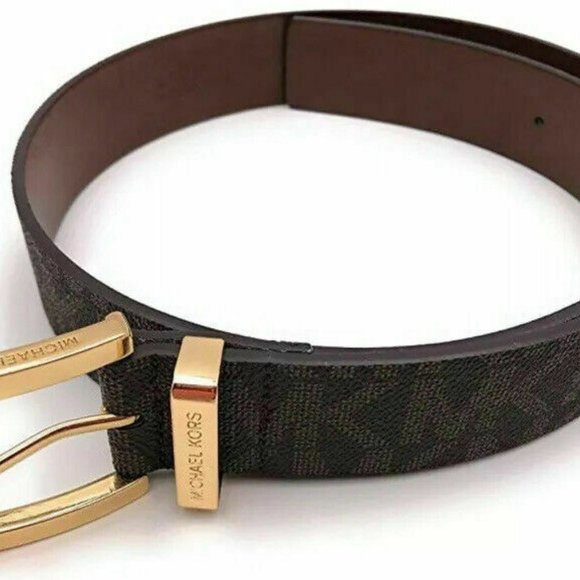 Michael Kors Brown Chocolate+Gold Buckle Belt LG
